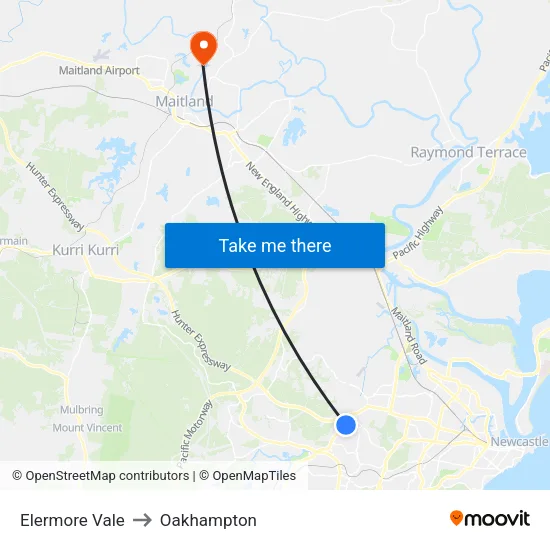 Elermore Vale to Oakhampton map