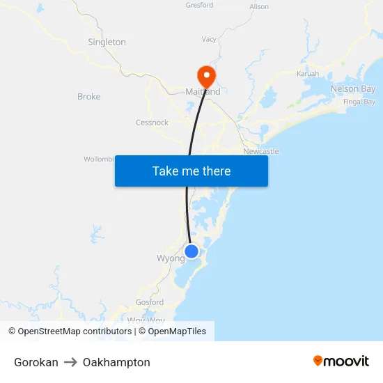 Gorokan to Oakhampton map