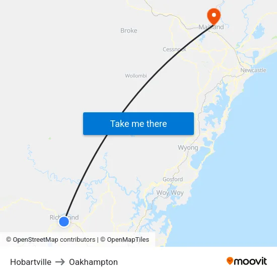 Hobartville to Oakhampton map