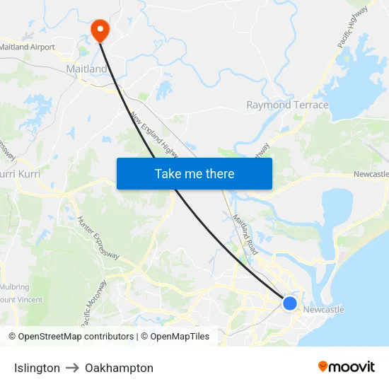 Islington to Oakhampton map