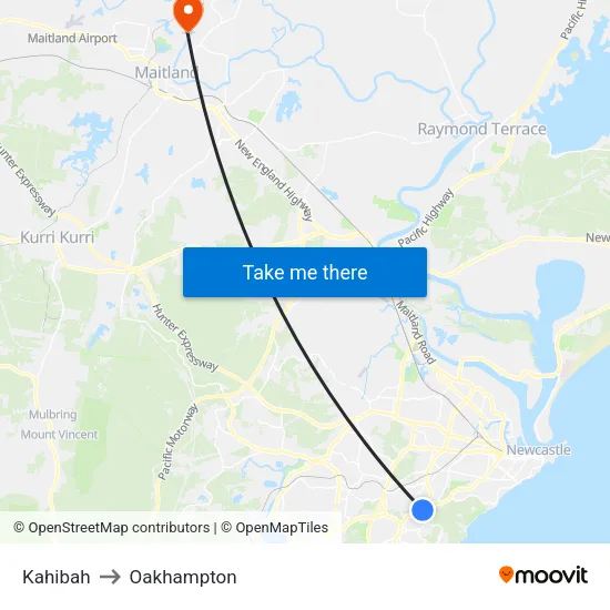 Kahibah to Oakhampton map