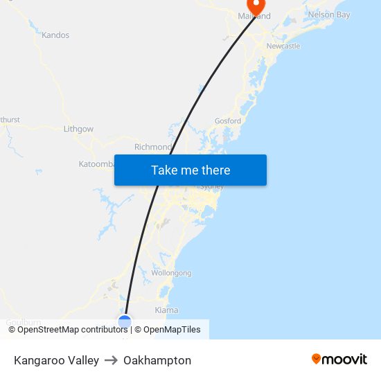 Kangaroo Valley to Oakhampton map