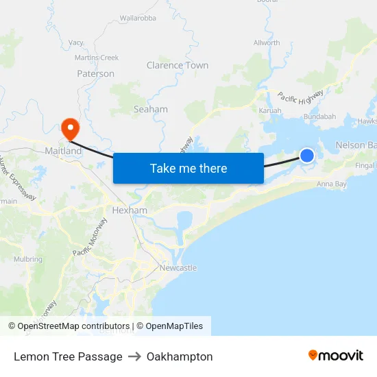 Lemon Tree Passage to Oakhampton map