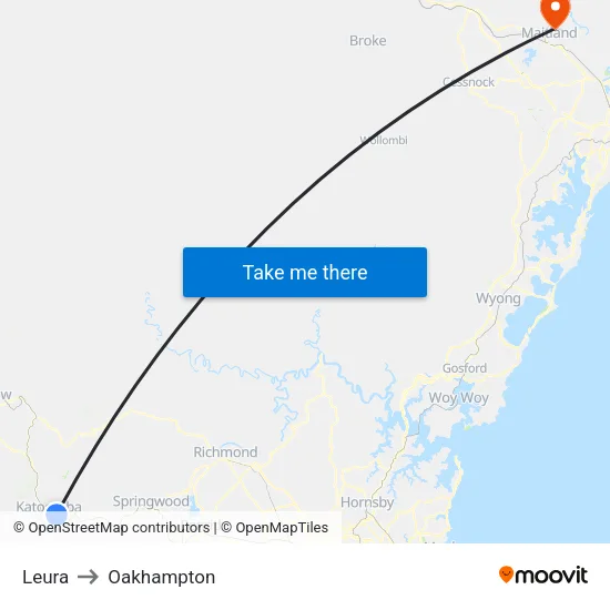 Leura to Oakhampton map