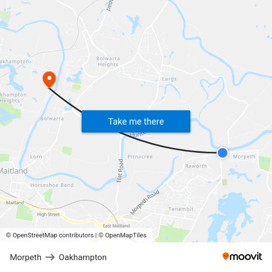 Morpeth to Oakhampton map