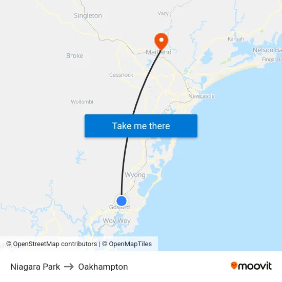 Niagara Park to Oakhampton map