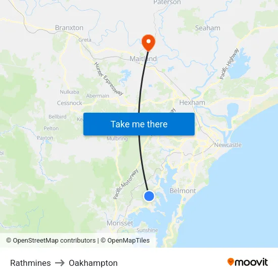 Rathmines to Oakhampton map