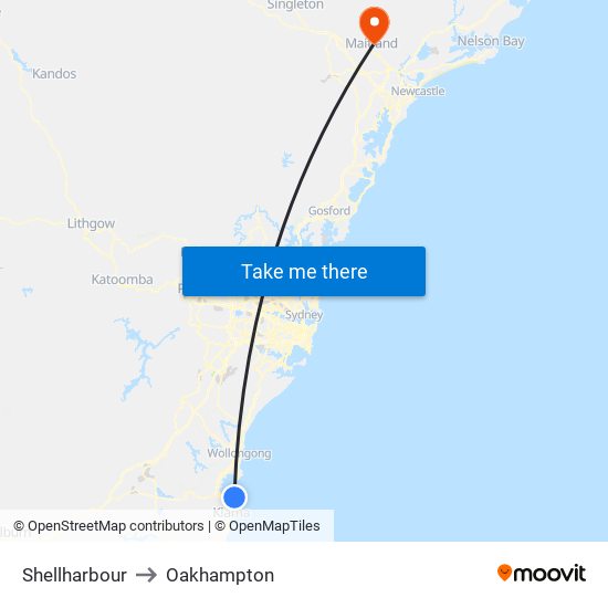 Shellharbour to Oakhampton map