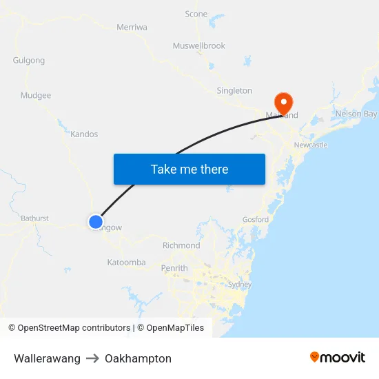 Wallerawang to Oakhampton map