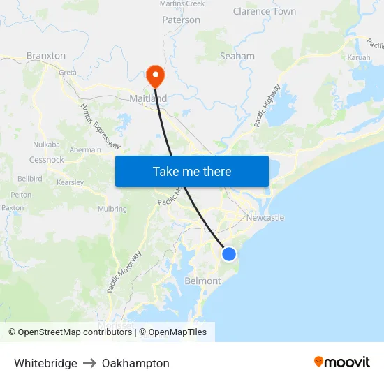 Whitebridge to Oakhampton map