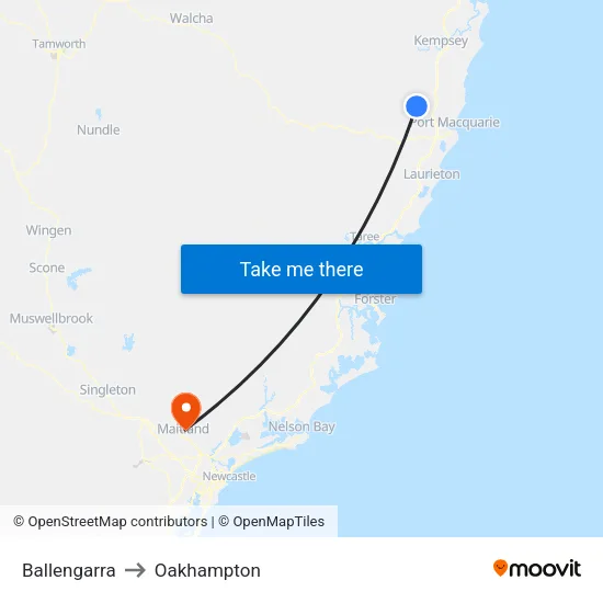 Ballengarra to Oakhampton map