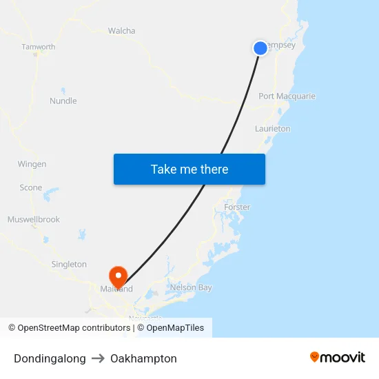 Dondingalong to Oakhampton map
