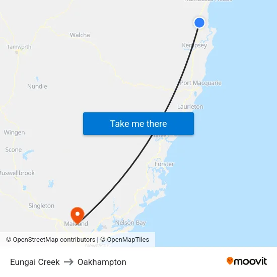 Eungai Creek to Oakhampton map
