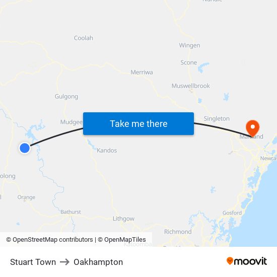 Stuart Town to Oakhampton map