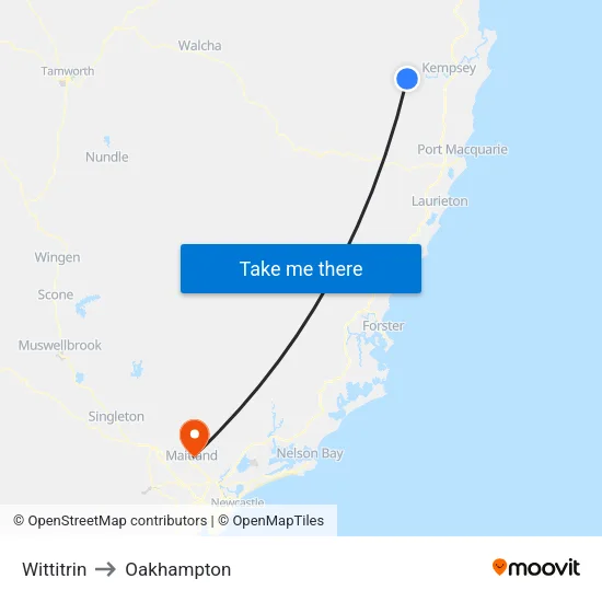 Wittitrin to Oakhampton map