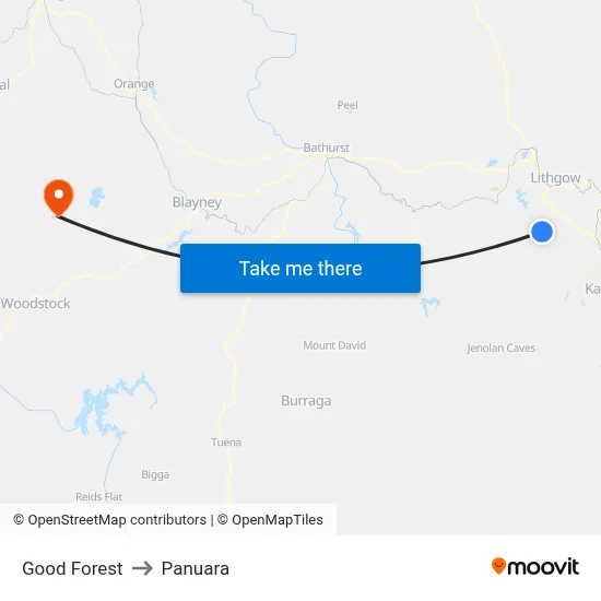 Good Forest to Panuara map