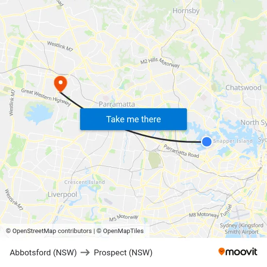 Abbotsford (NSW) to Prospect (NSW) map