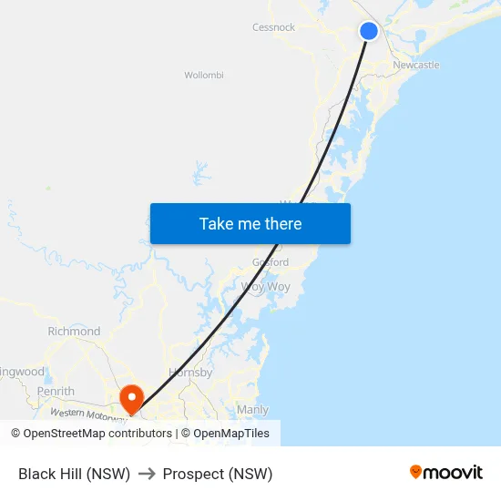 Black Hill (NSW) to Prospect (NSW) map