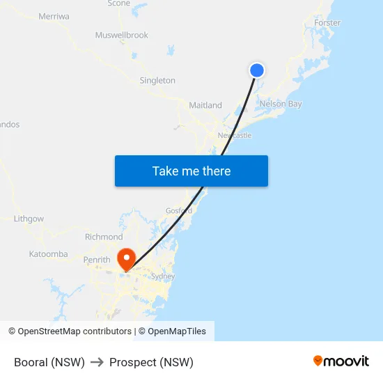 Booral (NSW) to Prospect (NSW) map