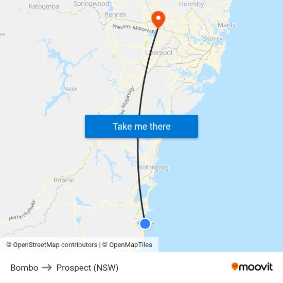 Bombo to Prospect (NSW) map