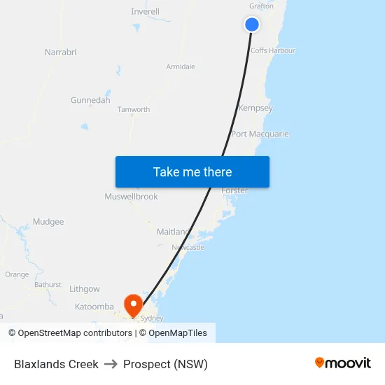 Blaxlands Creek to Prospect (NSW) map
