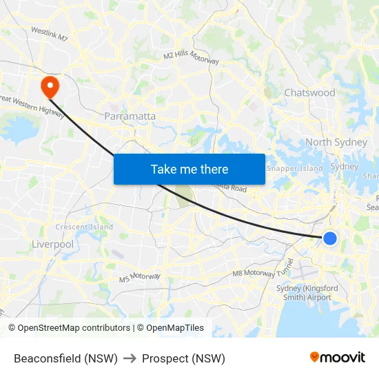 Beaconsfield (NSW) to Prospect (NSW) map
