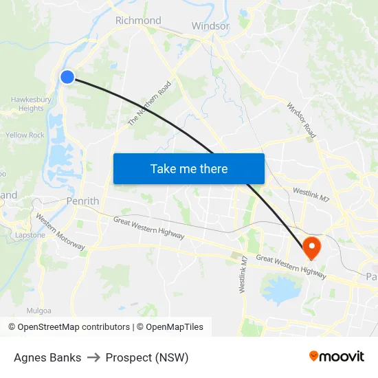 Agnes Banks to Prospect (NSW) map