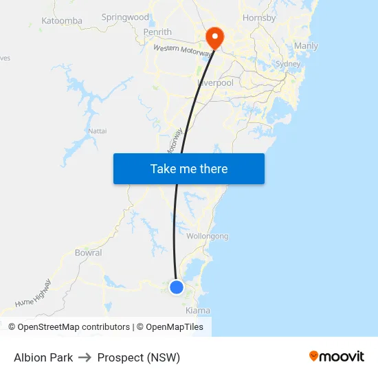 Albion Park to Prospect (NSW) map