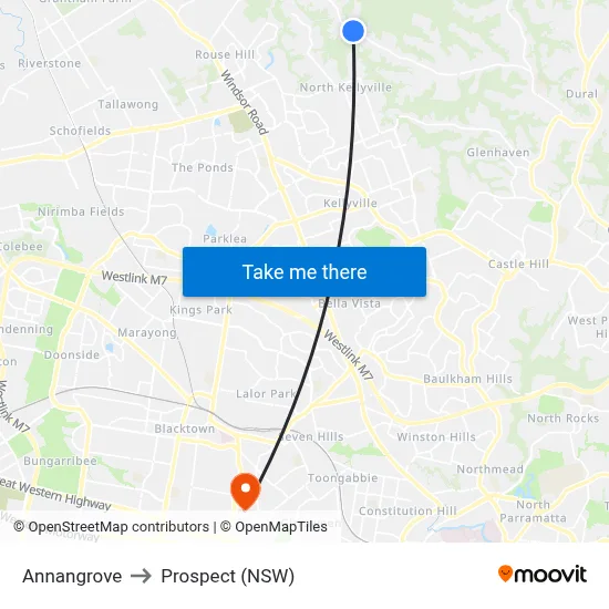 Annangrove to Prospect (NSW) map