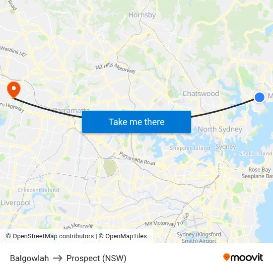 Balgowlah to Prospect (NSW) map