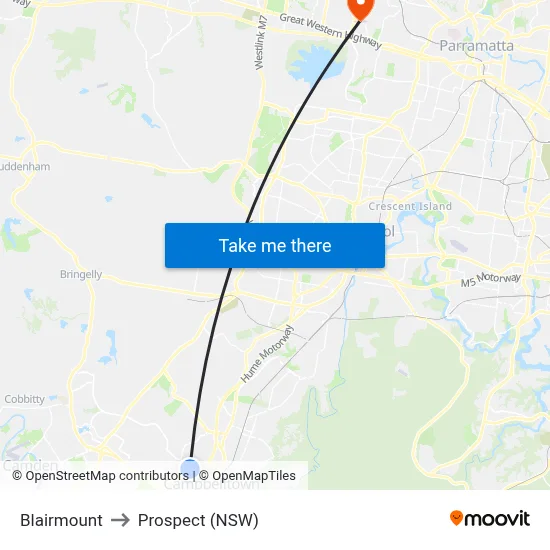 Blairmount to Prospect (NSW) map