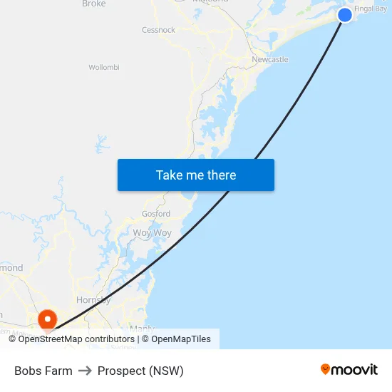 Bobs Farm to Prospect (NSW) map