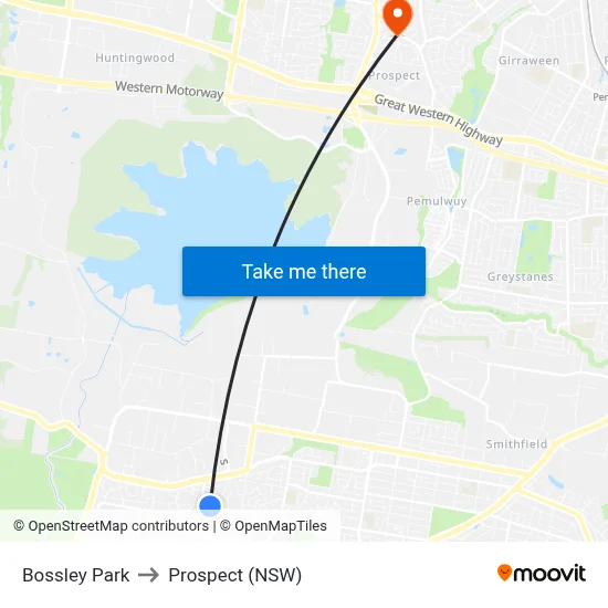 Bossley Park to Prospect (NSW) map