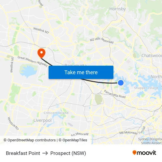 Breakfast Point to Prospect (NSW) map