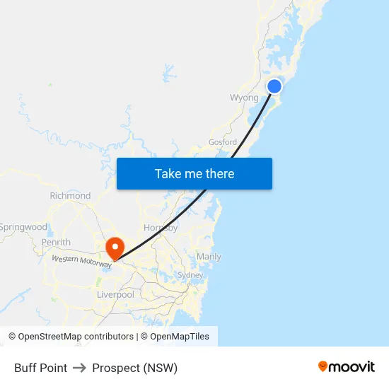 Buff Point to Prospect (NSW) map