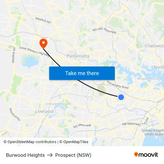 Burwood Heights to Prospect (NSW) map