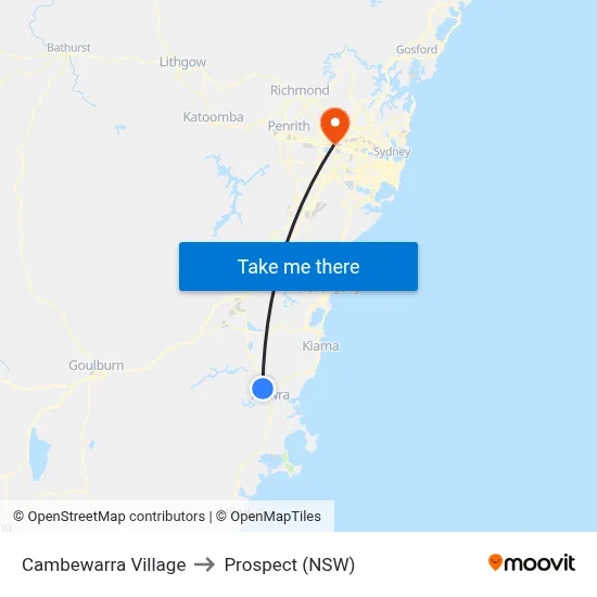 Cambewarra Village to Prospect (NSW) map