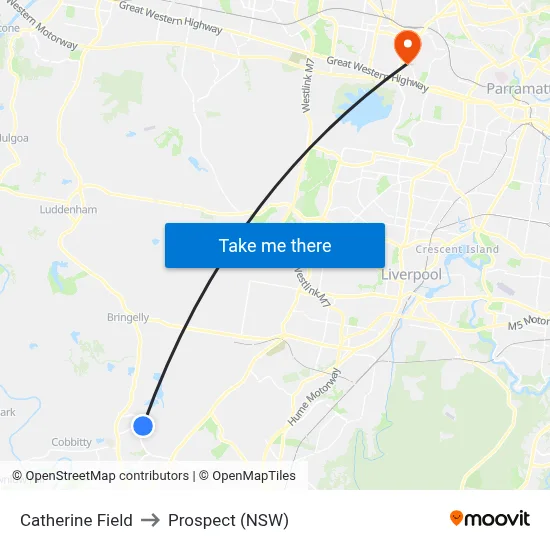 Catherine Field to Prospect (NSW) map