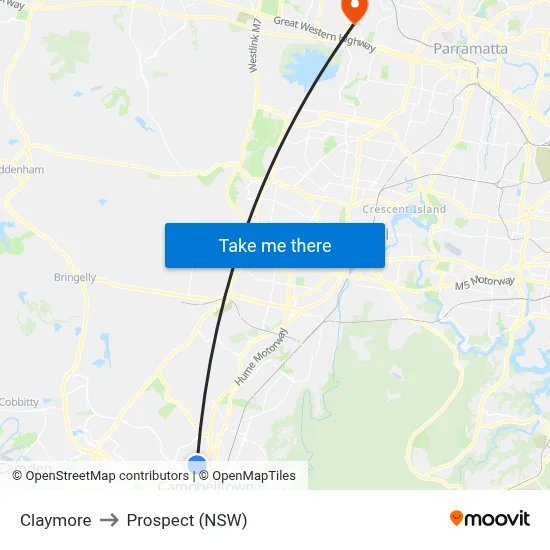 Claymore to Prospect (NSW) map