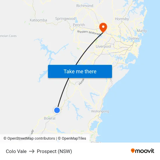 Colo Vale to Prospect (NSW) map