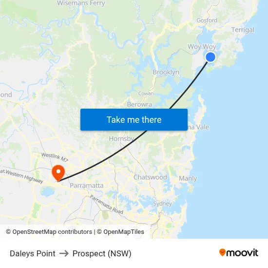 Daleys Point to Prospect (NSW) map