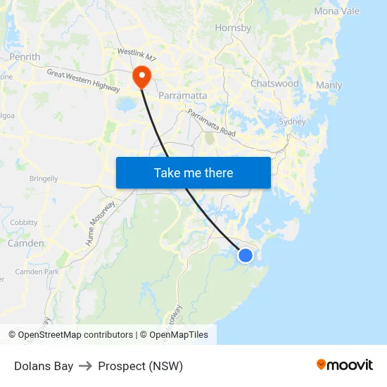 Dolans Bay to Prospect (NSW) map