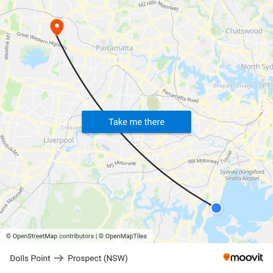 Dolls Point to Prospect (NSW) map