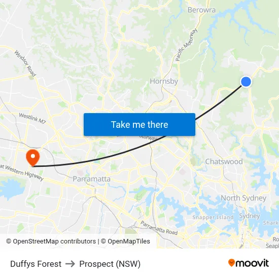 Duffys Forest to Prospect (NSW) map