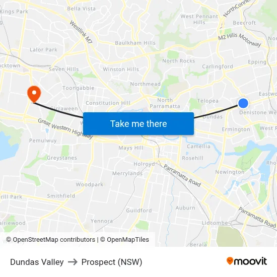 Dundas Valley to Prospect (NSW) map