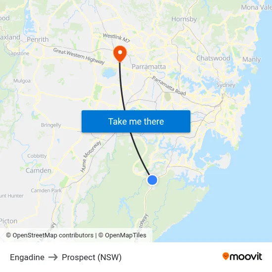 Engadine to Prospect (NSW) map