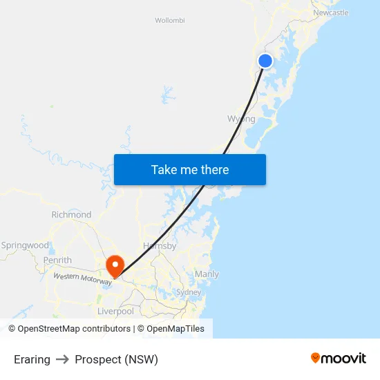 Eraring to Prospect (NSW) map