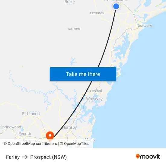 Farley to Prospect (NSW) map