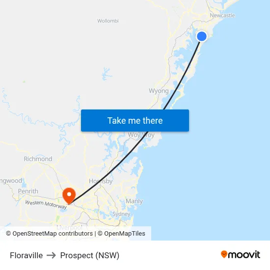 Floraville to Prospect (NSW) map