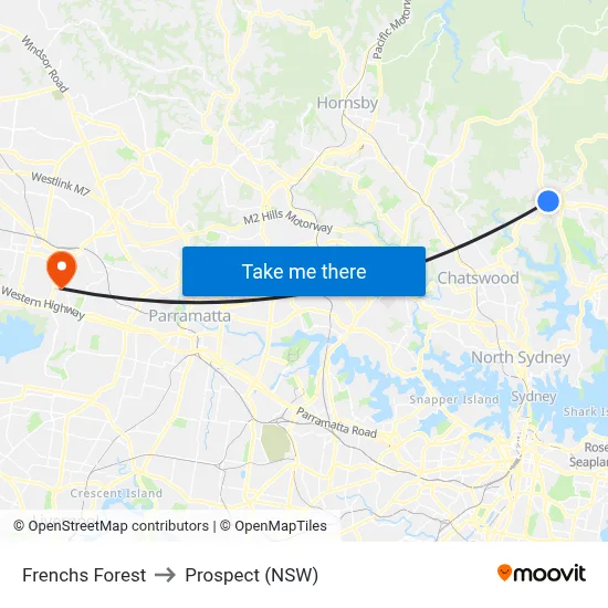 Frenchs Forest to Prospect (NSW) map